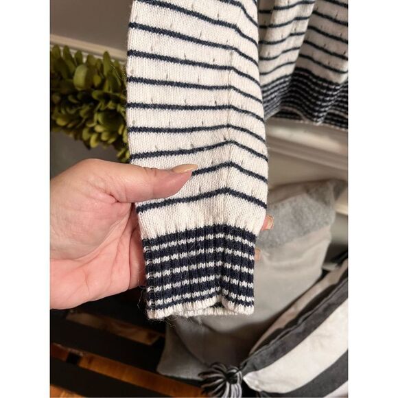 J. Crew White & Black Stripe Textured Alpaca & Wool Sweater sz M NWOT - Picture 5 of 7